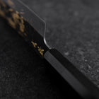 Santoku Blue Steel #2 Kurouchi Chokin Buddha Büffelhorn und Ebenholz Griff 165mm-[Musashi]-[Japan-Küchenmesser]