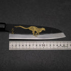 Santoku Blue Steel #2 Kurouchi Chokin Cheetah Buffalo Ebony Handle 165mm (6.5”)-[Musashi]-[Japan-Küchenmesser]