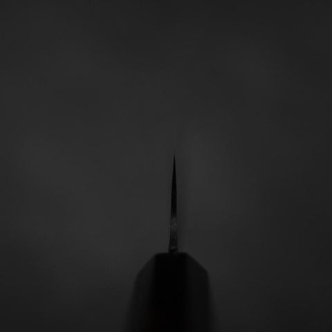 Santoku Blue Steel #2 Kurouchi Chokin Drache Büffelhorn und Ebenholz Griff 165mm-[Musashi]-[Japan-Küchenmesser]