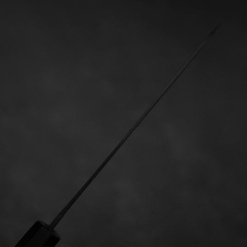 Santoku Blue Steel #2 Kurouchi Chokin Drache Büffelhorn und Ebenholz Griff 165mm-[Musashi]-[Japan-Küchenmesser]