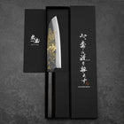 Santoku Blue Steel #2 Kurouchi Chokin Drache Büffelhorn und Ebenholz Griff 165mm-[Musashi]-[Japan-Küchenmesser]