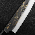 Santoku Blue Steel #2 Kurouchi Chokin Hirsch Büffelhorn und Ebenholz Griff 165mm-[Musashi]-[Japan-Küchenmesser]