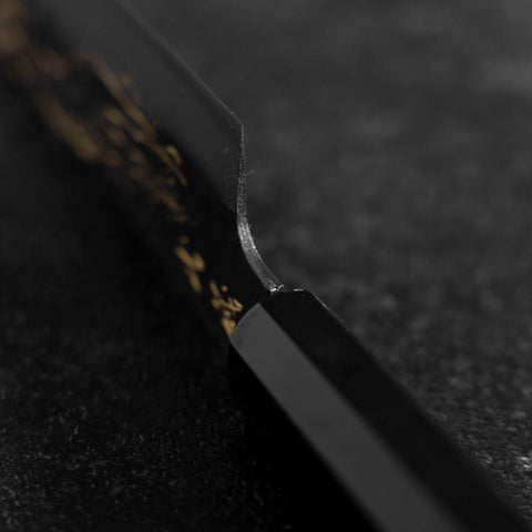 Santoku Blue Steel #2 Kurouchi Chokin Hirsch Büffelhorn und Ebenholz Griff 165mm-[Musashi]-[Japan-Küchenmesser]