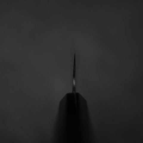 Santoku Blue Steel #2 Kurouchi Chokin Koi Büffelhorn und Ebenholz Griff 165mm-[Musashi]-[Japan-Küchenmesser]