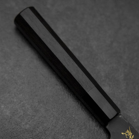 Santoku Blue Steel #2 Kurouchi Chokin Koi Büffelhorn und Ebenholz Griff 165mm-[Musashi]-[Japan-Küchenmesser]