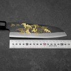 Santoku Blue Steel #2 Kurouchi Chokin Koi Büffelhorn und Ebenholz Griff 165mm-[Musashi]-[Japan-Küchenmesser]