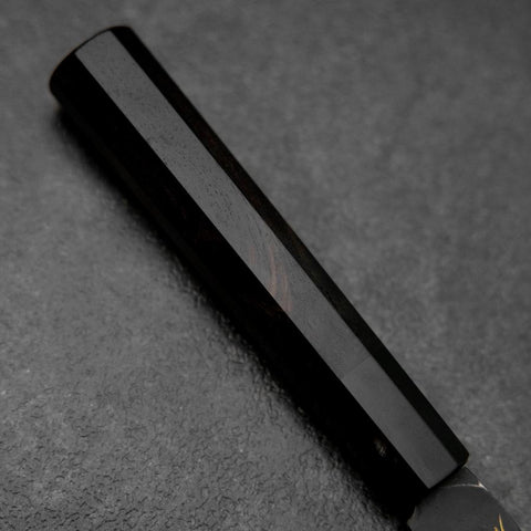 Santoku Blue Steel #2 Kurouchi Chokin Kranich Büffelhorn und Ebenholz Griff 165mm-[Musashi]-[Japan-Küchenmesser]