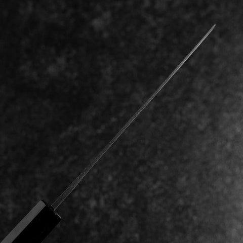 Santoku Blue Steel #2 Kurouchi Chokin Sakura-Fuji Büffelhorn und Ebenholz Griff 165mm-[Musashi]-[Japan-Küchenmesser]