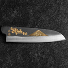 Santoku Blue Steel #2 Kurouchi Chokin Sakura-Fuji Büffelhorn und Ebenholz Griff 165mm-[Musashi]-[Japan-Küchenmesser]