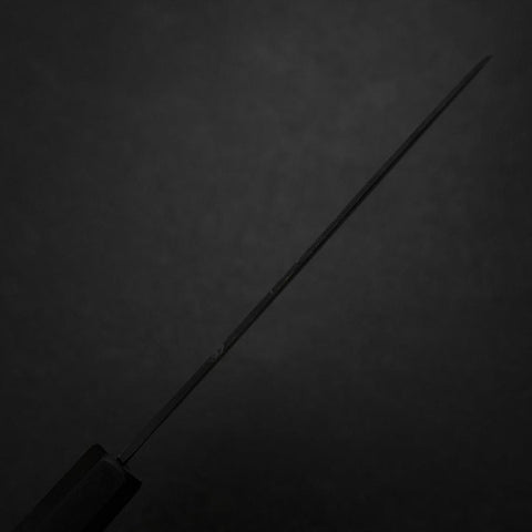 Santoku Blue Steel #2 Kurouchi Chokin Sakura Pagode Büffelhorn und Ebenholz Griff 165mm-[Musashi]-[Japan-Küchenmesser]