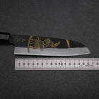 Santoku Blue Steel #2 Kurouchi Chokin Samurai im Neumond Büffelhorn und Ebenholz Griff 165mm-[Musashi]-[Japan-Küchenmesser]