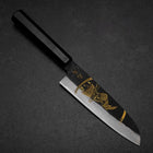 Santoku Blue Steel #2 Kurouchi Chokin Samurai im Neumond Büffelhorn und Ebenholz Griff 165mm-[Musashi]-[Japan-Küchenmesser]