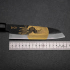 Santoku Blue Steel #2 Kurouchi Chokin Samurai im Vollmond Büffelhorn und Ebenholz Griff 165mm-[Musashi]-[Japan-Küchenmesser]