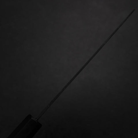 Santoku Blue Steel #2 Kurouchi Chokin Tiger im Bambus Büffelhorn und Ebenholz Griff 165mm-[Musashi]-[Japan-Küchenmesser]