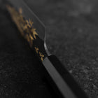 Santoku Blue Steel #2 Kurouchi Chokin Tokyo Tower Büffelhorn und Ebenholz Griff 165mm-[Musashi]-[Japan-Küchenmesser]