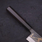 Santoku Blue Steel #2 Kurouchi Chokin "Welle An Fuji" Büffelhorn und Ebenholz Griff 170mm-[Musashi]-[Japan-Küchenmesser]