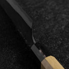 Santoku Blue Steel #2 Kurouchi Damast Büffelhorn und Magnolienholz Griff 170mm-[Musashi]-[Japan-Küchenmesser]