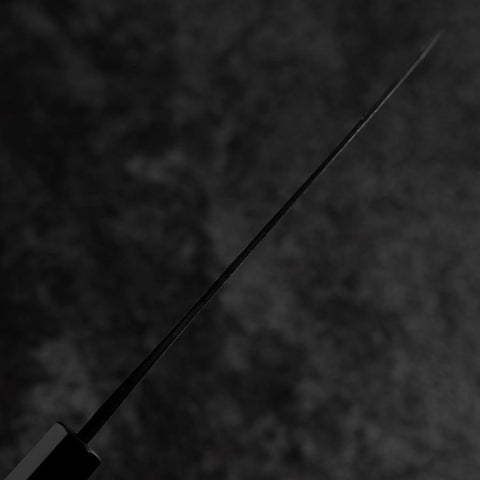 Santoku Blue Steel #2 Kurouchi Damast Büffelhorn und Walnussholz Griff 165mm-[Musashi]-[Japan-Küchenmesser]