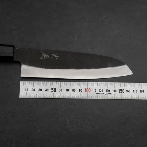 Santoku Blue Steel #2 Kurouchi Dunkelblauer Urushi-Griff 165mm-[Musashi]-[Japan-Küchenmesser]