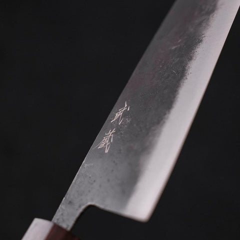 Santoku Blue Steel #2, Kurouchi Ebenholz Griff, 165mm-[Musashi]-[Japan-Küchenmesser]