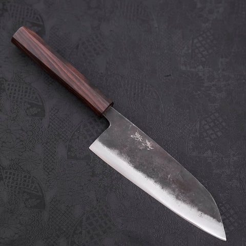 Santoku Blue Steel #2, Kurouchi Ebenholz Griff, 165mm-[Musashi]-[Japan-Küchenmesser]