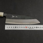 Santoku Blue Steel #2 Kurouchi Ocean Black White Gold Handle 165mm (6.5”)-[Musashi]-[Japan-Küchenmesser]