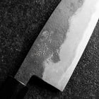 Santoku Blue Steel #2 Kurouchi Runder Zelkove Griff 150mm-[Musashi]-[Japan-Küchenmesser]
