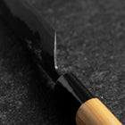 Santoku Blue Steel #2 Kurouchi Runder Zelkove Griff 150mm-[Musashi]-[Japan-Küchenmesser]