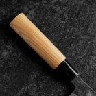 Santoku Blue Steel #2 Kurouchi Runder Zelkove Griff 150mm-[Musashi]-[Japan-Küchenmesser]