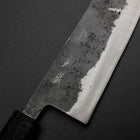Santoku Blue Steel #2 Kurouchi Schwarzer Ishime Urushi Griff 165mm-[Musashi]-[Japan-Küchenmesser]