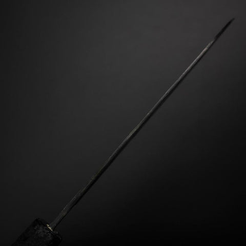 Santoku Blue Steel #2 Kurouchi Schwarzer Ishime Urushi Griff 165mm-[Musashi]-[Japan-Küchenmesser]