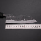 Santoku Blue Steel #2 Kurouchi Schwarzer Ishime Urushi Griff 165mm-[Musashi]-[Japan-Küchenmesser]