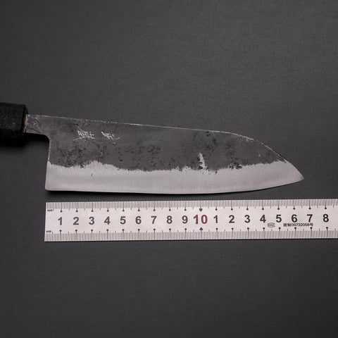 Santoku Blue Steel #2 Kurouchi Schwarzer Ishime Urushi Griff 165mm-[Musashi]-[Japan-Küchenmesser]