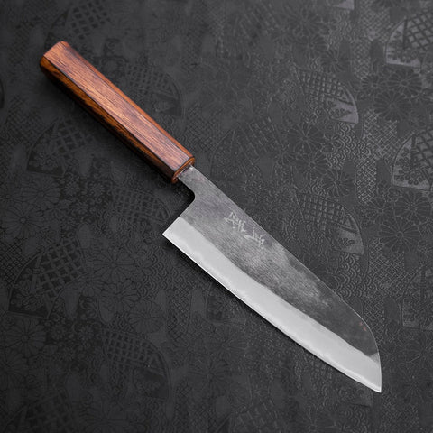 Santoku Blue Steel #2 Kurouchi Sumi Urushi Griff 165mm-[Musashi]-[Japan-Küchenmesser]