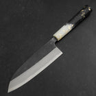 Santoku Blue Steel #2 Kurouchi Weiß-Schwarzer Ozeanplastik Griff mit Blattgold 165mm-[Musashi]-[Japan-Küchenmesser]