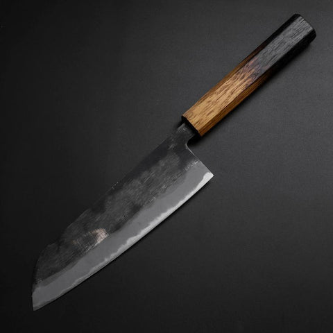 Santoku Blue Steel #2 Kurouchi Yaki-Urushi Handle 165mm (6.5”)-[Musashi]-[Japan-Küchenmesser]