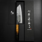 Santoku Blue Steel #2 Kurouchi Yaki-Urushi Handle 165mm (6.5”)-[Musashi]-[Japan-Küchenmesser]