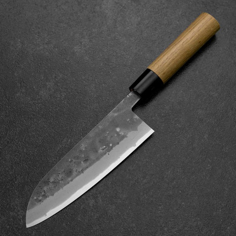 Santoku Blue Steel #2 Nashiji Edelstahlummantelung Eibenholz Griff 165mm-[Musashi]-[Japan-Küchenmesser]