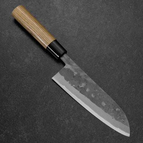 Santoku Blue Steel #2 Nashiji Edelstahlummantelung Eibenholz Griff 165mm-[Musashi]-[Japan-Küchenmesser]