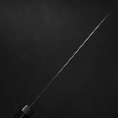 Santoku Blue Steel #2 Poliert Edelstahlummantelung Westlicher Griff 165mm-[Musashi]-[Japan-Küchenmesser]