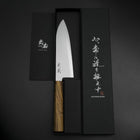 Santoku Blue Steel #2 Poliert Olivenholz Griff 170mm-[Musashi]-[Japan-Küchenmesser]