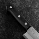 Santoku Blue Steel #2 Poliert Westlicher Schwarzer Griff 145mm (Tsuba-nashi)-[Musashi]-[Japan-Küchenmesser]