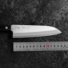 Santoku Blue Steel #2 Poliert Westlicher Schwarzer Griff 145mm (Tsuba-nashi)-[Musashi]-[Japan-Küchenmesser]