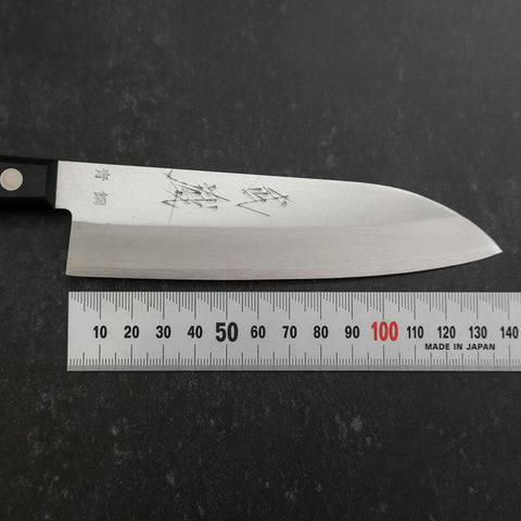 Santoku Blue Steel #2 Polished Western Handle 135mm-[Musashi]-[Japan-Küchenmesser]