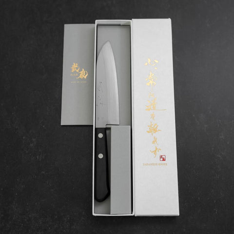 Santoku Blue Steel #2 Polished Western Handle 135mm-[Musashi]-[Japan-Küchenmesser]