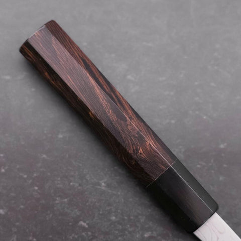 Santoku Blue Steel #2 Suminagashi Büffelhorn und Ebenholz Griff 170mm-[Musashi]-[Japan-Küchenmesser]