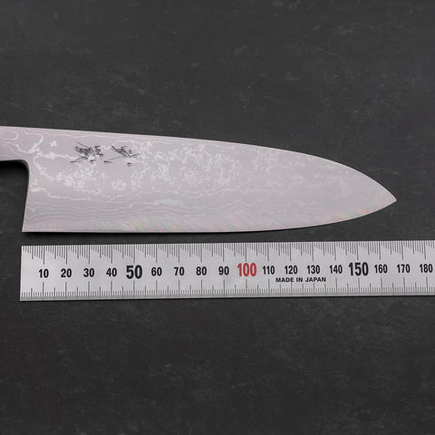 Santoku Blue Steel #2 Suminagashi Büffelhorn und Ebenholz Griff 170mm-[Musashi]-[Japan-Küchenmesser]
