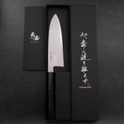 Santoku Blue Steel #2 Suminagashi Büffelhorn und Ebenholz Griff 170mm-[Musashi]-[Japan-Küchenmesser]