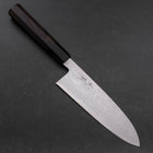 Santoku Blue Steel #2 Suminagashi Büffelhorn und Ebenholz Griff 170mm-[Musashi]-[Japan-Küchenmesser]
