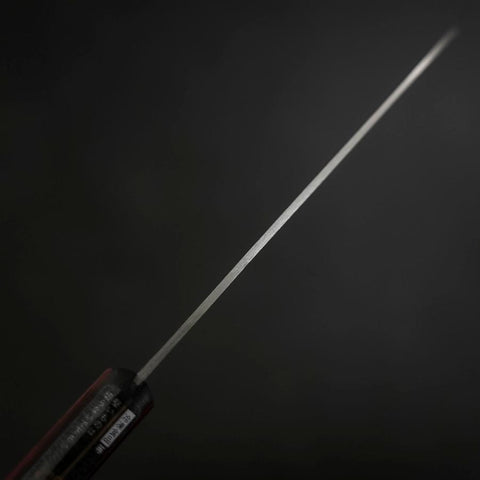 Santoku Blue Super Edelstahlummantelung Poliert Westlicher Griff in Schwarz-Rot 140mm-[Musashi]-[Japan-Küchenmesser]